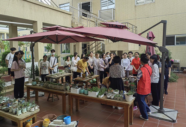 师生们观摩园艺培训课程